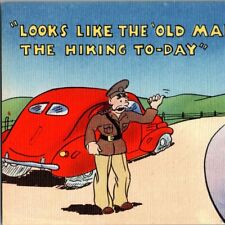 c1940 Comic Military Joke Old Man Hiking Linen MWM MidWest Map Co Postcard picture