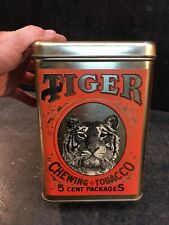 Large Vintage Bright Tiger 5 Cent Fine Cut Chewing Tobacco Tin 9in x6in x 5in picture