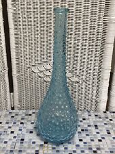 VINTAGE ITALIAN BLUE BUBBLE GENIE BOTTLE, EMPOLI GLASS, DECANTER ,VASE 15.5 INCH picture