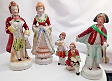 BEAUTIFUL SET OF FIVE JAPAN OCCUPIED FIGURINES VICTORIAN FAMILY SCENE c1950 vg picture