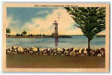 1951 Boat Harbor Lakeside Park Fond Du Lac Wisconsin WI Vintage Antique Postcard picture
