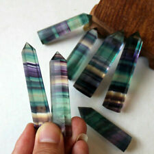 5Pcs Natural Colorful Fluorite Quartz Crystal Point Healing Hexagonal Wand picture