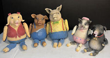 Vintage WMG Poly Resin Shelf Sitter Figurine Set of Five Pigs - Retired RARE picture