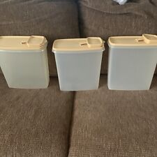 Tupperware Lot Of 3 Super Cereal 20 Cup Keepers 1588-8,1588-6,1588-5 Almond Lids picture