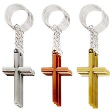 12 Pack Metal Cross Keychains, Jesus, Religious Key Rings, Silver, Copper, Gold picture