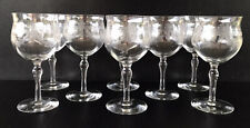 Vintage Bryce #304 Needle Etched Elegant Glass Floral Swag & Bow 8 Water Goblets picture