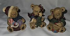 3 Holiday Bears Holding Presents A Christmas Tree And Playing Durms Figurine3
