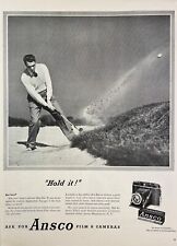 1947 Ansco Speedex Film Plenachrome Camera Golfer Binghampton Vintage Print Ad picture