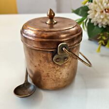 1950s Vintage Pure Brass Small Storage Container & Ladle picture