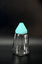 Vintage Federal Housewares Clear Glass Turquoise Sugar Dispenser Pourer 6