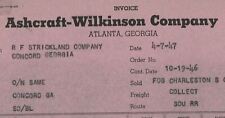 1946 Ashcraft-Wilkinson Company Atlanta Georgia Ammoniated Base Invoice 401 picture