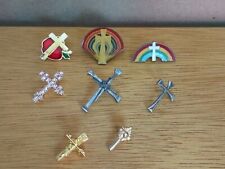 Lot of 8 Religious Themed Brooches & Pins, Christian / Catholic, Cross & Rainbow picture