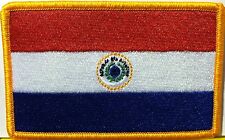 PARAGUAY Flag ARMY Military Patch With Hook Adhesive Fastener Gold Border #3 picture