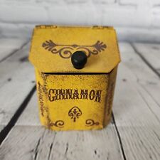 Vintage Cinnamon Spice Tin Hinged Lid Yellow  picture