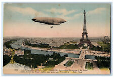 c1910 Military Airship Dirigible Republique Eiffel Tower Paris France Postcard picture