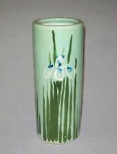 Great Old Vtg 20th C Art Pottery Vase Green Glaze Irises Pattern Unmarked Nice picture