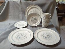 Ashberry Country Ware Dinner Ware Blue Flower Scalloped Edge Blue Trim 8 Pieces  picture