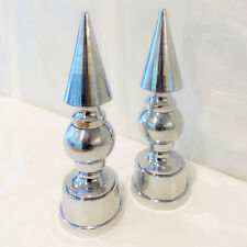UTTERMOST Pair of Modern Polished Metal Obelisks - Architectural Decor Object picture