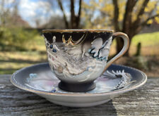 Japanese Moriage Dragonware Lithophane Tea Cup, Saucer, Super Rare Nude Reclined picture