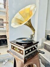Antique HMV Gramophon Phonograph Record Player Working Replica Nautical Handmade picture