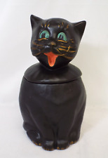 Vintage McCoy Black Cat Cookie Jar Coalby Halloween USA 207 Orange Turquoise picture