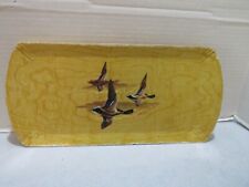 VTG HASKELITE 1950'S WOODEN LITHOGRAPH COVERED MALLARD DUCK TRAY SET OF 4 picture