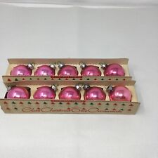 10 Vintage Shiny Brite 1.75” Pink Ball Ornaments In Original Boxes Sleeves picture