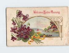 Postcard Welcome Easter Morning Flowers Art Print Embossed Card picture