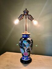 20” Chinese Vintage Lamp Vase Oriental Vase Wildflowers Birds Of Paradise Dual picture