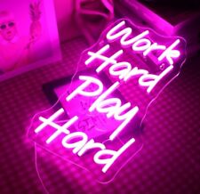 Work Hard Play Hard LED Neon Sign Pink Lighted Motivational Inspiration Wall Art picture
