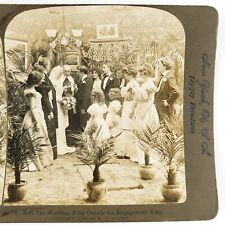Groom Placing Wedding Ring Stereoview c1900 Wedding Ceremony Party Photo A1958 picture