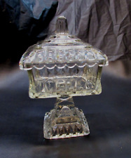 Vintage Jeanette Westmoreland Clear Pedestal Glass Wedding Box Candy Dish w Lid picture