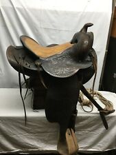 Vtg 1960's American Saddlery P404 leather horse saddle hand tooled Wood Stirrups picture