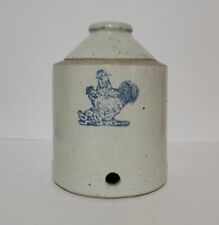 Antique Vintage Stoneware Crock Chicken Rooster Water Poultry Fountain Feeder picture