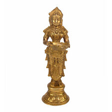 Indian Traditional Brass Devi Meenakshi Holding Diya For Home & Temple Decor picture