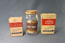 3 Vintage National Tea Co ,Chicago Cloves & Laurel Leaves Boxes & Mayonnaise Jar picture