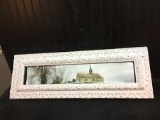 Antique White Shabby Wood Piedmont  Picture Frame 35in x 11.5in picture