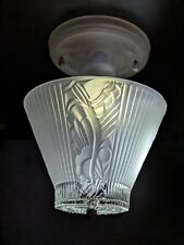 Incredible Vtg Deco Consolidated Glass Hanging Light Fixture Slip Shade Pattern picture
