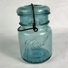 Vintage Ball Ideal Mason Jar - July 14 1908 - Blue Glass - 1 Pint No. 2 picture