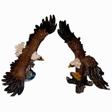2 Collectible Vintage Eagle Bird Patriotic Figurines Mancave Excellent Condition picture