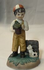 Vintage Little Boy With Dog Figurine 5” picture