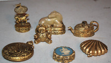 Lot 7 Vintage Corday Creme Perfume Trinket Compact Figurals Horse Bear Carousel picture
