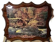 Unique And Vintage Shellac Wood Art Watermill Scenery Vintage .  picture
