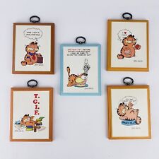 5 Vintage Garfield the Cat Wooden Plaques 1983 Collection by Enesco Jim Davis picture