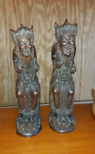 Pair Old or Antique Asian Hardwood Carvings Guardian Statues picture