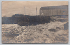 Covered Bridge Over Machias River Maine Antique RPPC Postcard - Unposted picture