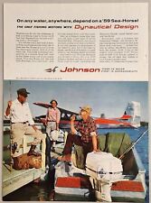 1959 Print Ad Johnson Sea-Horse 3-HP & V-50 Outboard Motors Float Plane picture
