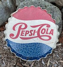 1960s Pepsi Cola Bottle Cap Vintage Sign Original Antique Soda Pop Advertising picture