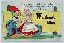 Westbrook Minnesota MN Postcard Dutch Kids Signage c1914 Vintage Antique Posted picture