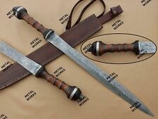 Damascus Steel Gladiator Sword/Handmade Gladius Sword With Leather Sheath. picture